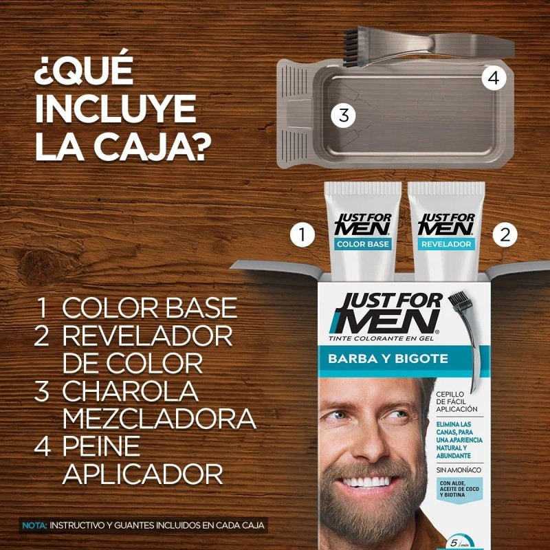 Tinte Just For Men Barba Y Bigote Castaño (b-35) 3-pack