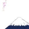 Somenoanobo Tenugui "Mt. Fuji and Dropping Cherry Blossoms" 100% Cotton,