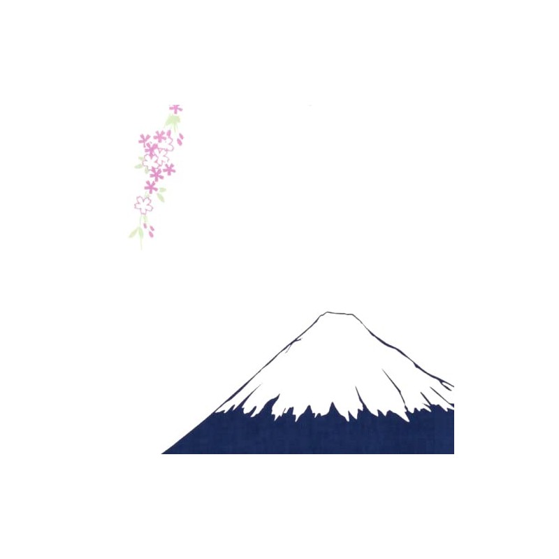 Somenoanobo Tenugui "Mt. Fuji and Dropping Cherry Blossoms" 100% Cotton,