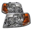 HEADLIGHTSDEPOT Chrome Housing Halogen Headlights Compatible With Ford Expedition 2003-2006