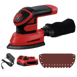 Cordless Detail Sander Compatible with Milwaukee 18V Battery, 1.9Amp, Dust Collector, Brushless 12,000 OPM Speed, Compact Soft Palm Grip, 10pcs Sanding Pads, 2.0Ah Battery & Charger Kit