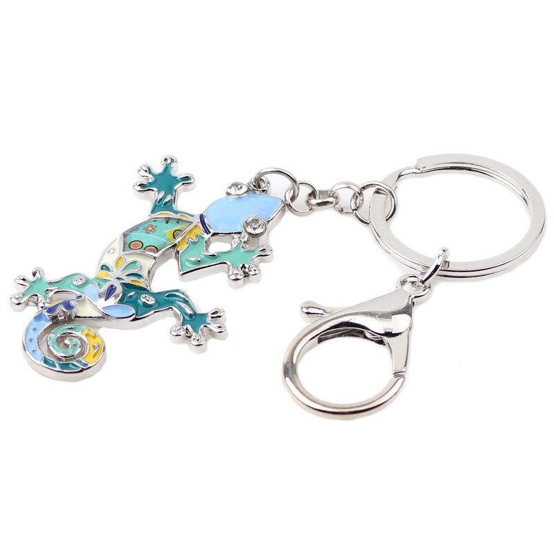 Bonny, metal esmaltado Gecko Lizard Lizard llaveros para mujer, bolsa