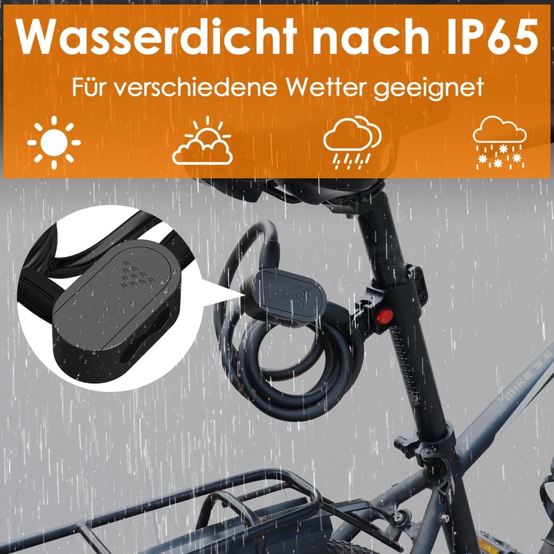 Anweller Bicycle Lock Fingerprint with 2 Keys, Bicycle Cable Locks