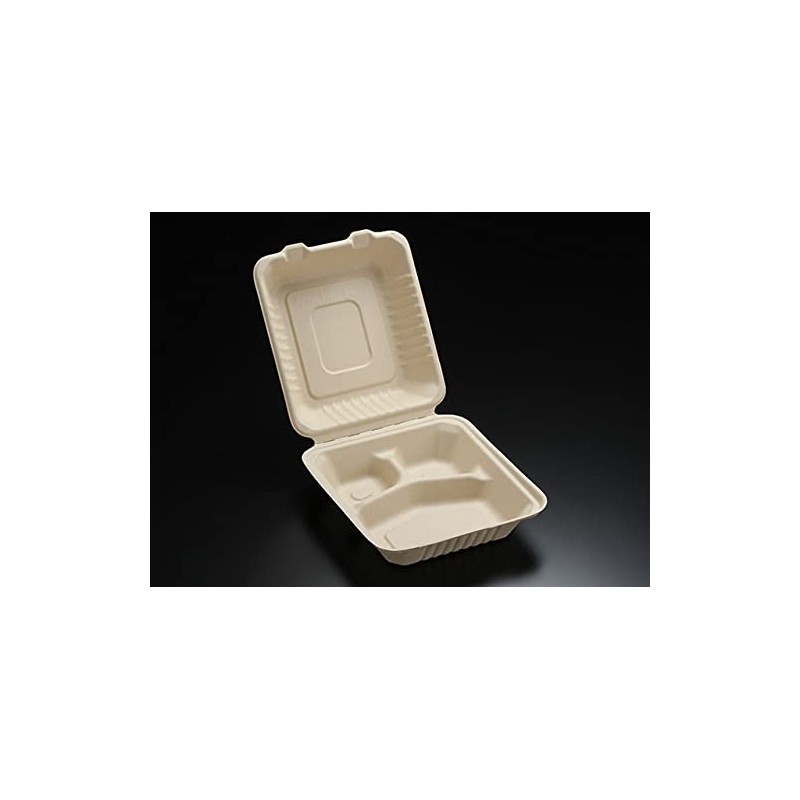 Pack Style BB Bamboo Bagasse Lunch Trays 200-220-3 605987 Pack