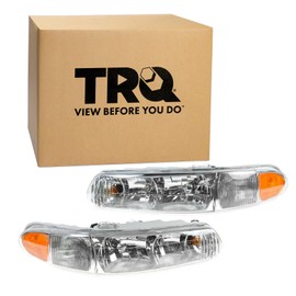 TRQ 2 Piece Headlight Assembly Set Driver & Passenger Side Compatible with Buick Century 1997-2005 Regal 1997-2004 GM2502182 GM2503182 19244638 19244639