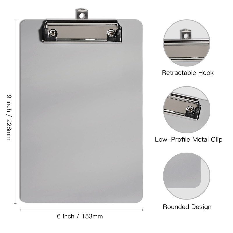 Hongri Plastic Small Clipboard, Gray A5 Memo Size Clip Board