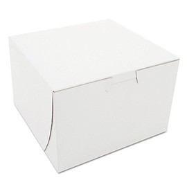 Southern Champion Tray 0909 Premium Clay Coated Kraft Paperboard White Non-Window Lock Corner Bakery Box, 6" Length x 6" Width x 4" Height (Case of 250)