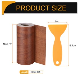 QUARKZMAN Wood Grain Repair Tape 4 Inch x 33ft Selbstklebendes Holzreparatur-Patchband Simuliertes Holzbodenband mit Kunststoffschaber für Tische, Türen, Fenster, Möbel, Hellbraunes Holz