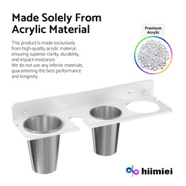 HIIMIEI Hair Tool Organizer Wall Mount, White Acrylic Hot Tool Holder with 2Cups, Bathroom Hair Styling Accessories Storage Organizer for Flat Iron, Blow Dryer, Curling Wand