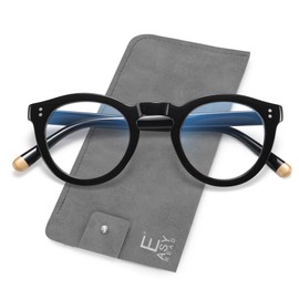 EASY READ Retro redonda de fácil lectura que bloquea las gafas de lectura para las mujeres, los lectores Anti UV para las mujeres gafas de ordenador（negro，+0.00）