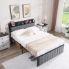 Vecelo Bed Frame with Storage Headboard Power Outlet Full Queen