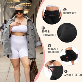 Diu Life - Paquete de 3 pantalones cortos para mujer de talla grande con bolsillos, cintura alta de 8 pulgadas, pantalones cortos de entrenamiento negros para yoga (1 x 2 x 3 x 4 X)