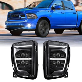 Z-OFFROAD LED Fog Lights w/ White DRL Compatible with 2013-2018 Dodge Ram 1500 Bumper Driving Lamps Replacement Assembly Kit - Black