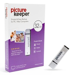 Picture Keeper for Mac & PC - 32GB USB Stick Backup for Photos, Videos, Contacts, Laptop, Computer and MacBook Flash Drive Memory Backup, External Storage Thumb Drive - 32GB, Silver