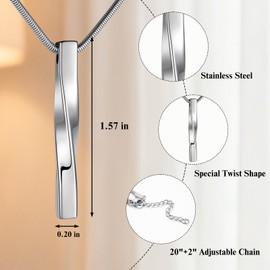 SOITIS Urn Necklaces for Ashes Cremation Jewelry Twist Necklace for Ashes Stainless Steel Urn Pendant for Women Men Jewelry for Ash Memorial Keepsake