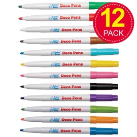 Baker Ross AX112 Deco Pens - Pack of 12, Multi Purpose Markers For Kids Painting Kit and Arts and Crafts Projects, Multicolour, Beige