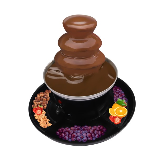 3 Tier Chocolate Fondue Fountain with Food Tray and 6