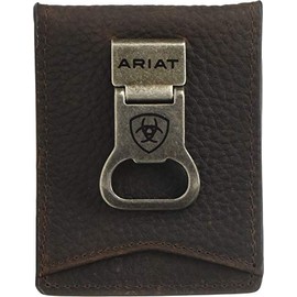 Ariat Ariat Shield Bottle Opener Money Clip Bifold Wallet Brown Rowdy One Size