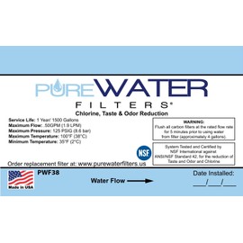 PureWater Filters Inline Water Filter For Under Sink Kitchen and Bathroom Faucets- with 3/8 Inch Inch Quick-Connect Fittings
