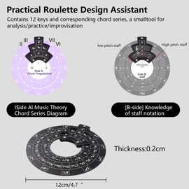 Circle of Fifths Wheel Metal Aluminum Alloy Melody Tool Chord Wheel,Guitar Music Theory Disc Circle of Fifths, Chord Wheel Musical Instrument for Musical Instruments (Purple)