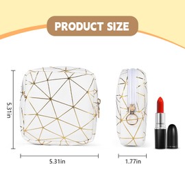Cosmetic Bag Mini Women's Small Makeup Bag PU Leather Toiletry Bag Portable Makeup Bag Organiser for Women Girls Toiletry Bags Waterproof for Travel Handbag for Cosmetics, 2pcs-white&black, Classique
