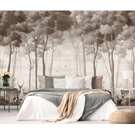 PYFFYP- Tropical Safari Wallpaper Vintage Jungle Wall murals for Nursery(Not Peel and Stick)