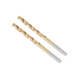 CoCud Rotary Drill Bit 3.7 mm Drilling Diameter Titanium Coated High Performance Steel 6542 Straight Round Shank - (Use: for Stainless Steel Alloy Metal) Pack of 2