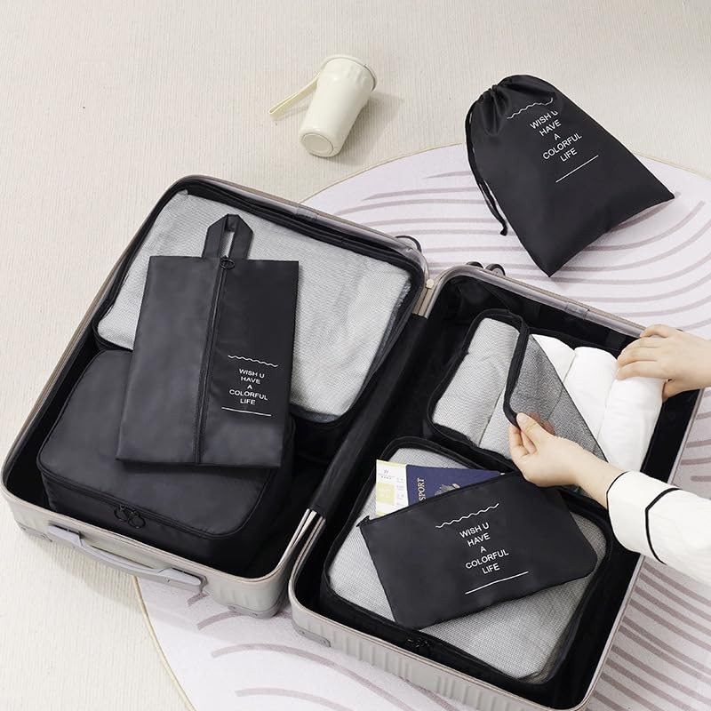 GELIMY Packing Cubes for Suitcase, 7PCS Travel Cubes Luggage Organiser