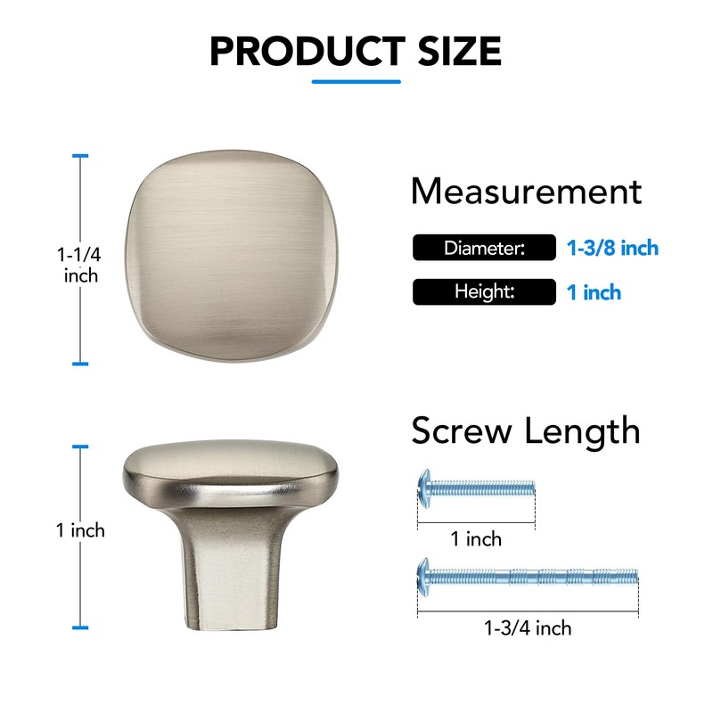 HOME EDIT Brushed Nickel Cabinet Knobs Single Hole Wide Base