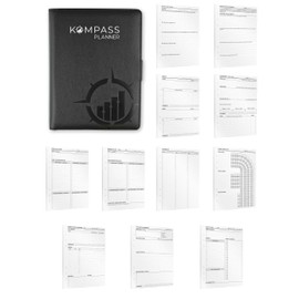 KOMPASS® Refillable A5 Ring Binder | Journaling Set - Planner Set with 304 Inserts & Divider Set | Gratitude Journal, Daily Planner | Bullet Journal Binder