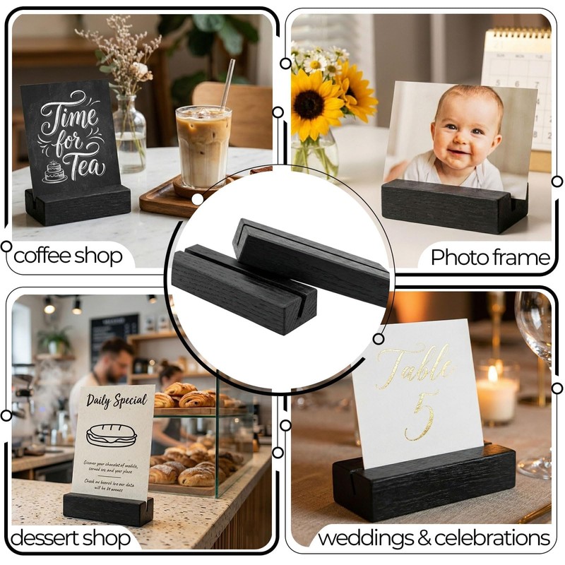 12 Pcs Wooden Table Number Holders for Place & Name