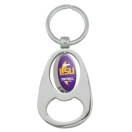 GRAPHICS & MORE LSU Football Keychain Chrome Metal Spinning Oval Bottle Opener