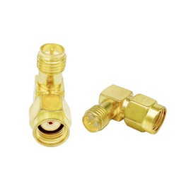 Vecys WiFi Antenna Adapter RP-SMA Adapter Male to Female Right Angle 90 Degree RF Coaxial Coaxial Adapter Gold-Plated for WiFi Antenna Router PCI Card Wireless WLAN Network (Pack of 2)