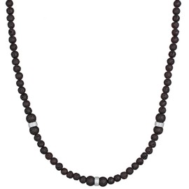 Kuzzoi Buddha Men's Natural Stone Necklace, Stone Chain Made of Lava Beads (8 mm), Men's Necklace with Silver Bead Made of 925 Sterling Silver, Necklace for Men, Length Approx. 50 cm, Gemstone, Lava