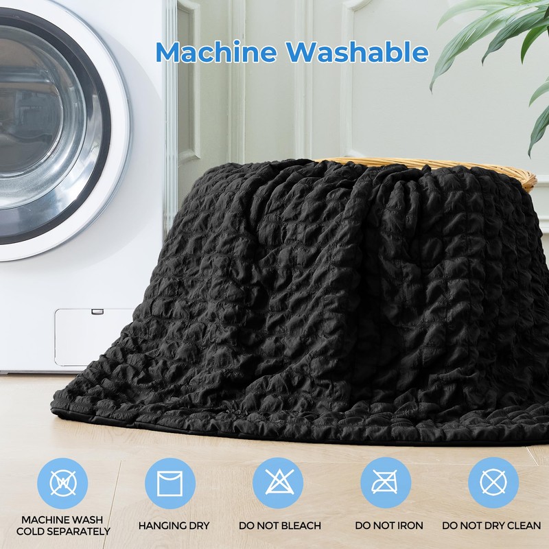 bedsmile Seersucker Cooling Comforter King Size, Q-Max 0.45 Reversible Cooling