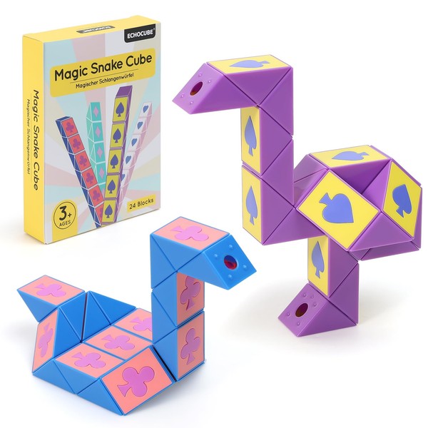 ECHOCUBE Magic Snake Cube in Poker Design, 2 Pack, 24