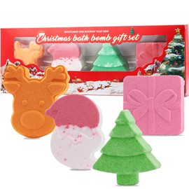 Ganbaro Christmas Bath Bombs, Bath Bomb Set, Shower Bombs, Bath Bomb Gift Set Deep Cleansing, Moisturizing, Includes Four Bath Bombs, for Christmas Gifts and Stocking Stuffers for Woman 105g*4