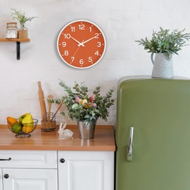 Roymnie Wall Clock, Silent Wall Clocks Battery Operated 8 Inch-Modern Non Ticking Analog Clock Decorative for Kitchen Office Bathroom Bedroom(Orange)