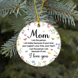 Adorno de Navidad para mamá 2025 – Regalo para mamá de hija o hijo, adorno de recuerdo de cerámica – Decoración de árbol de Navidad – Regalo sentimental para madre (HC-25)