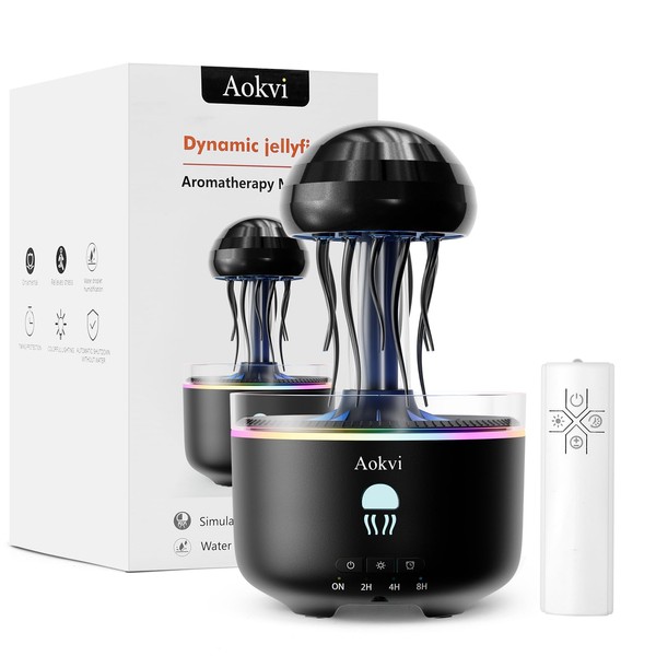 Aokvi 300ml Jellyfish Essential Oil Diffuser with Remote Control, Ultrasonic