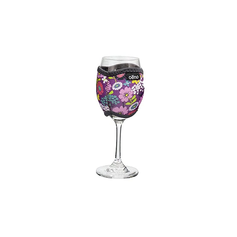 Oenophilia Vino Hug Neoprene Wine Glass Sleeve Charm (Flowers)