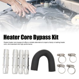 Engine Heater Core Bypass Kit with 5/8in 3/4in Hose Fitting, Universal Metal Rubber Engine Heater Core Bypass Kit for Most Common Heater Hoses