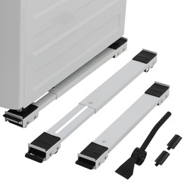 LUCKUP Heavy Duty Appliance Rollers W/Crowbar, Extendable Washing Machine Stand Furniture Rollers Mobile Fridge Base Furniture Sliders for Refrigerators Washer and Dryer Support 660 lbs, White