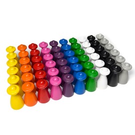 Spieltz Large Wooden People Toy Figures with Hat Large Height 4 cm (20/40 mm) for Board Games. Made in Germany (10 Colours, 60 Figures)