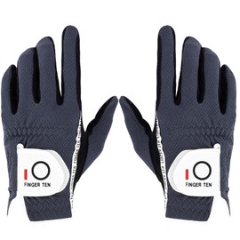 FINGER TEN Men’s Golf Glove Rain Grip Pair Both Hand or 2 Pack Left Right Hand, Hot Wet Weather No Sweat, Black Gray Green, Fit Size Small Medium Large XL (Gray, Large, Ambidextrous)