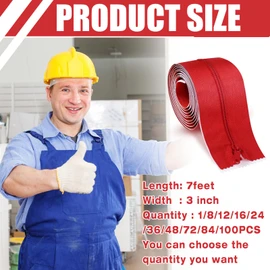 Tigeen 12 Roll Heavy Duty Zipper Door for Dust Barriers 7 ft x 3 Inch Bulk Self Adhesive Construction Zipper Door for Greenhouse Tent Accessories