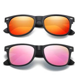Occhsouo Polarized Sunglasses Womens Men - Sun glasses Fashion Trendy Driving Fishing UV Blocking UV400 Protection (Orange+Pink)