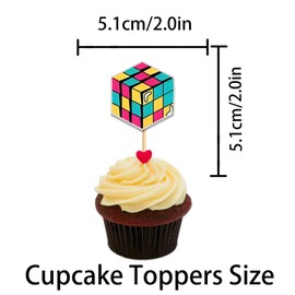 Glitter Cupcake Topper for Back 80s Game Theme Party Favors Decorations Men Women Kids Happy Birthday Party Decor Supplies set 18pcs