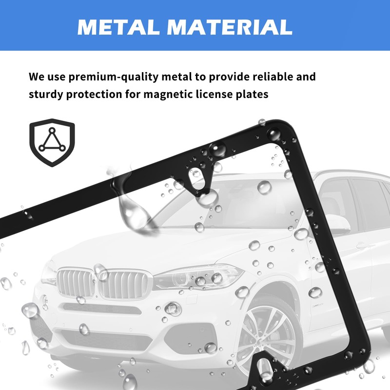4PCS Magnetic License Plate Holders Kit,No Drilling License Plate Frames