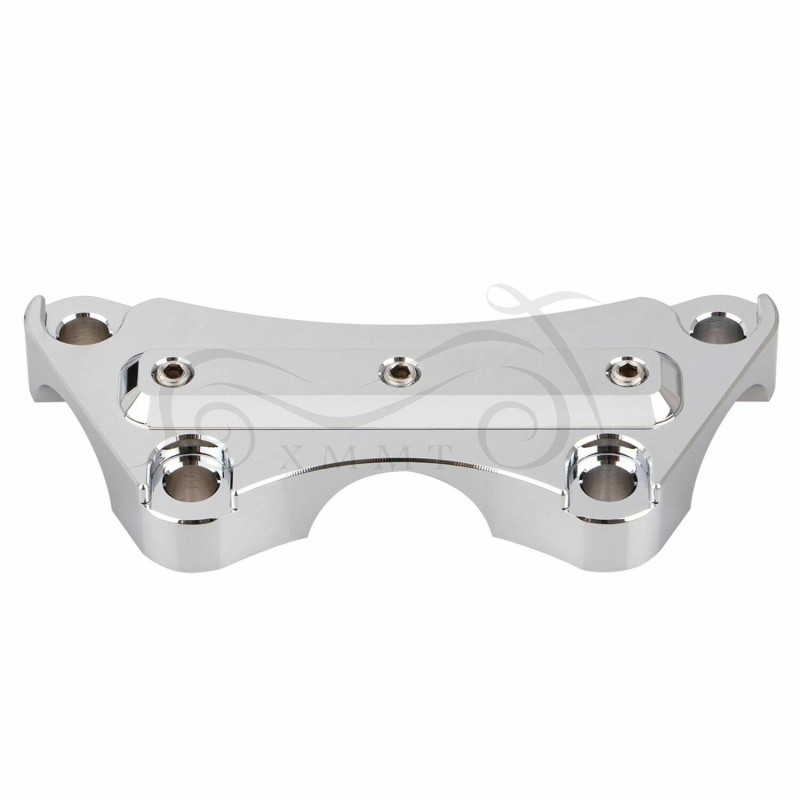 Unbranded Chrome Aluminum Cut Handlebar Riser Top Clamp For Harley